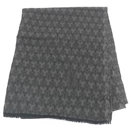 Yves Saint Laurent Cachecol de cashmere, seda e lã com logo e franjas Saint Laurent Preto