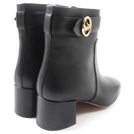 Botas de tornozelo de couro pretas para mulheres COACH Preto