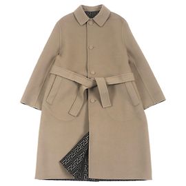 Fendi Wool Silk Reversible Trench Coat Brown Black Brown Black