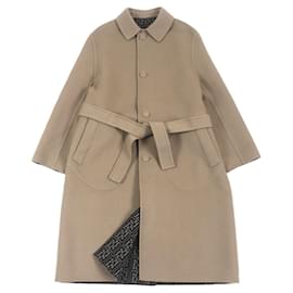 Fendi-Manteau trench réversible en laine et soie Fendi marron noir-Marron,Noir
