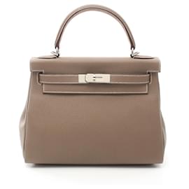 Hermès-Sac à main Hermes Kelly 28 Togo-Marron,Taupe