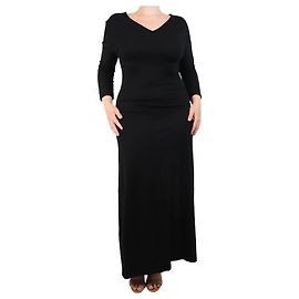 The row Vestido midi preto de manga longa com decote em V - tamanho M Preto