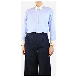 Sandro Blaue gestreifte Cropped-Bluse - Größe UK 8 Blau