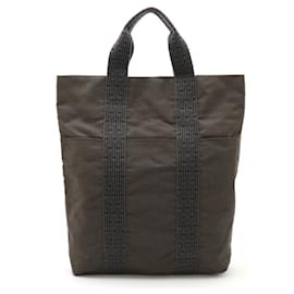 Hermès-Sac tote en toile Herline d'Hermès-Noir,Gris