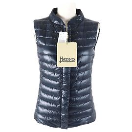 & Other Stories Herno Iconico Nylon Logo Light Down Vest Navy Blue Navy blue