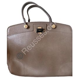 Bolsa Furla de Couro Taupe – Excelente Estado – Com Alça e Cadeado Outro