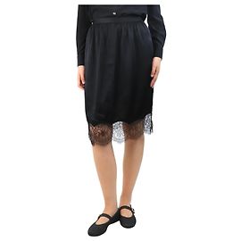 Joseph Schwarze Satin-Midijupe mit Spitze - Größe UK 8 Schwarz