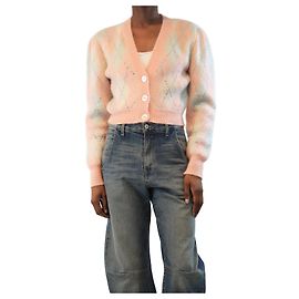 Alessandra Rich Rosa Argyle Strass-Cardigan - Größe UK 4 Pink