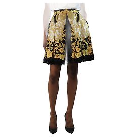 Versace Falda plisada Barocco multicolor de longitud a la rodilla - talla UK 6 Multicolor