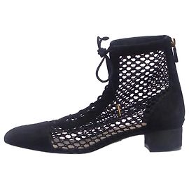 Dior Black suede mesh ankle boots - size EU 37.5 Black