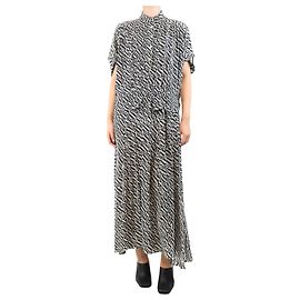 Isabel Marant Etoile Camicia a stampa geometrica bianca e nera e gonna midi - taglia UK 10 Nero