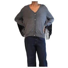Prada Grau fransiger Cardigan - Größe UK 4 Grau