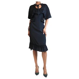 Simone Rocha Robe midi à volants noirs avec nœud - taille XS Noir