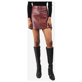 Max & Co Falda mini de cuero burdeos - talla UK 4 Burdeos