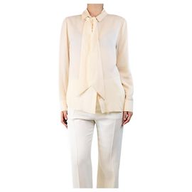 Frame Denim Creme Seidencrepe-Hemd - Größe M Roh