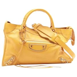 Balenciaga-Yellow Metallic Edge City 2way bag-Yellow