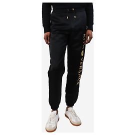Versace Gold embroidered sweatpants - size UK 6 Black