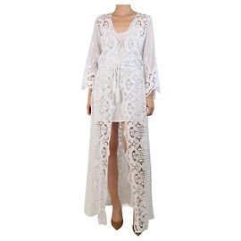 Ermanno Scervino White lace maxi dress with slip - size S White