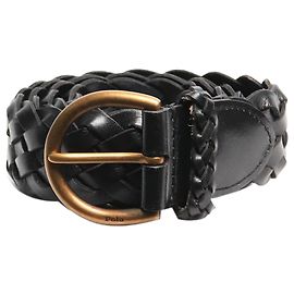 Polo Ralph Lauren Cinto de couro de vitela trançado preto Outro
