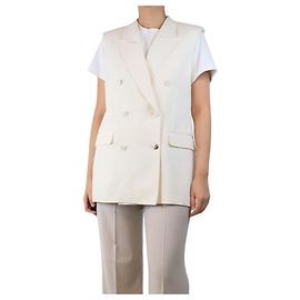 Gabriela Hearst Cream sleeveless double-breasted jacket - size UK 12 Cream