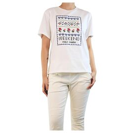 Weekend Max Mara T-shirt bianco con ricamo a croce - taglia S Bianco