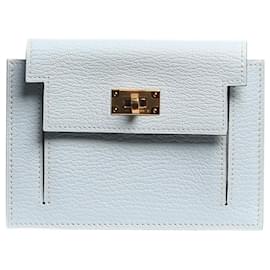 Hermès-Portefeuille Kelly Pocket Slim bleu pâle 2020-Bleu