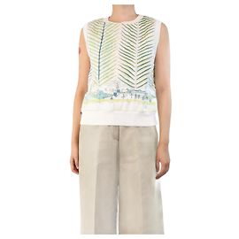 Emilio Pucci Cremfarbener, gestepptes Tanktop - Größe UK 10 Roh