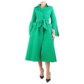 Carolina Herrera Green poofy button down dress - size UK 10 Green