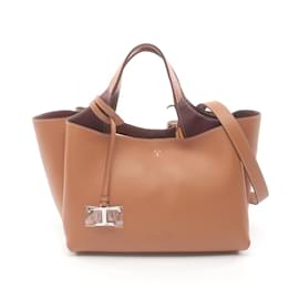 Tod's-Tod's Brown Leather Tote Bag-Brown