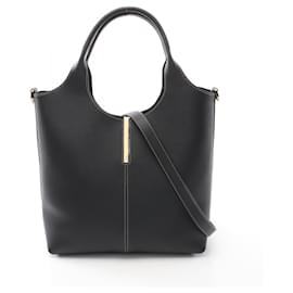 Tod's-Tod's Black Leather Tote Bag-Black