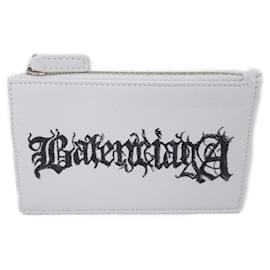 Balenciaga-Porta-cartões de couro branco Balenciaga-Branco