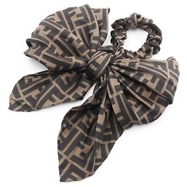 Fendi Zucca Fermaglio per Capelli in Seta Marrone Nero
