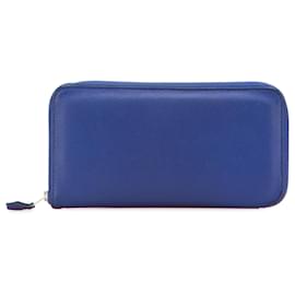 Hermès-Portefeuille Hermès Azap Classique en Epsom Bleu-Bleu