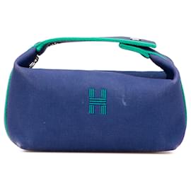 Hermès-Étui Bride A Brac en toile bleue Hermès petit modèle-Bleu,Autre