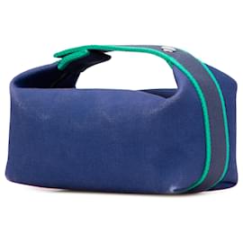Hermès-Étui Bride A Brac en toile bleue Hermès petit modèle-Bleu,Autre