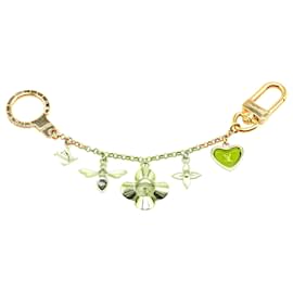 Louis Vuitton-Louis Vuitton Gold Gold Plated Bee Flower Bag Charm Key Chain-Golden