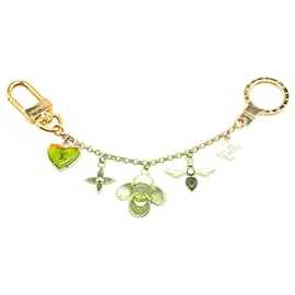 Louis Vuitton-Louis Vuitton Gold Gold Plated Bee Flower Bag Charm Key Chain-Golden