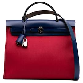 Hermès-Hermès Sac Herbag Zip 31 Rouge Toile-Rouge,Autre