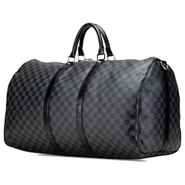 Louis Vuitton-Louis Vuitton Gray Damier Graphite Keepall Bandouliere 55-Brown