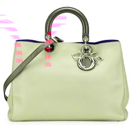 Dior-Dior Brown Large Bicolor Leather Diorissimo Satchel-Brown,Pink,Beige