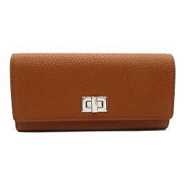Cartera larga Fendi Peekaboo Zip Castaño