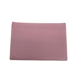Hermès-Porte-cartes en cuir Epsom rose Calvi Duo d'Hermès-Rose