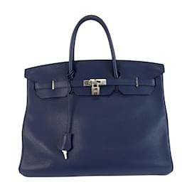 Hermès-Sac à main Hermes Birkin 40 en Saphir Bleu-Bleu