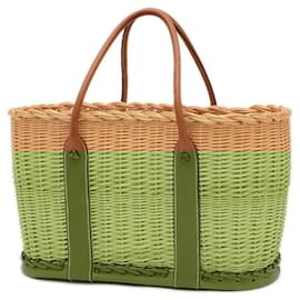 Hermès-Sac Tote Garden Party d'Hermès-Marron,Rouge,Autre