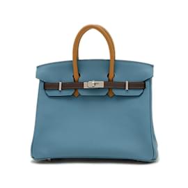 Hermès-Sac à main Hermes Birkin 25 en Jean Bleu-Bleu