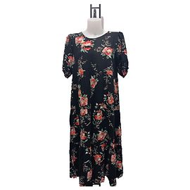 Langes schwarzes Blumenkleid Größe XL Desigual Schwarz