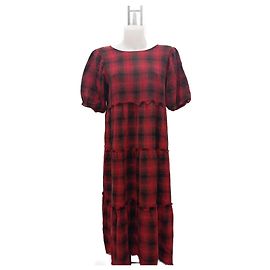 Langes Karo-Kleid Größe L Desigual Rot