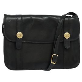 Céline Borsa a Spalla CELINE in Pelle Nera Oro Auth 126895 Nero D'oro