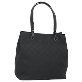 Bolsa Tote Gancini em lona preta e prata da Salvatore Ferragamo Auth BA3107 Preto Prata