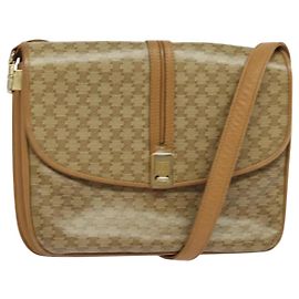 Céline Sac à épaule en toile Macadam CELINE PVC beige or Auth 126995 Beige Doré
